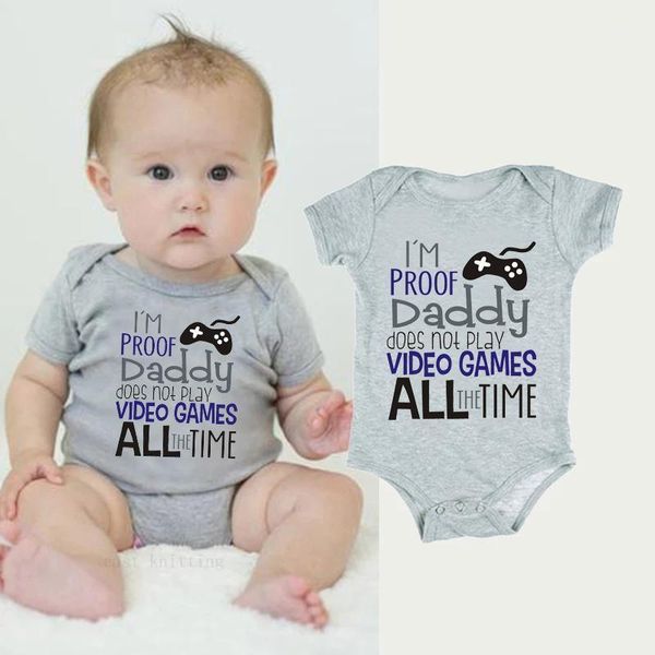 i' proof daddy dose not play video games all the time letters printed baby grey bodysuit born boys girls cotton rompers, Blue
i' proof daddy dose not play video games all the time letters printed baby grey bodysuit born boys girls cotton rompers, Blue