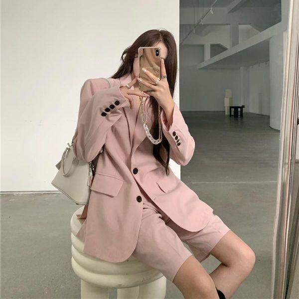 casual loose blazer suits women two piece outfits 2021 long sleeve coat + high waist short pants office lady 2 sets women's, White
casual loose blazer suits women two piece outfits 2021 long sleeve coat + high waist short pants office lady 2 sets women's, White
