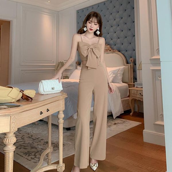women's two piece pants 2021 women summer elegant 2 pcs set female bow sleeveless sling shirt + high waist wide leg pant lady casual so, White
women's two piece pants 2021 women summer elegant 2 pcs set female bow sleeveless sling shirt + high waist wide leg pant lady casual so, White