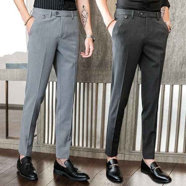 men's suits & blazers 2021 spring autumn mens business suit pant male pants ankle length casual slim formal trousers office work f146, White;black 
men's suits & blazers 2021 spring autumn mens business suit pant male pants ankle length casual slim formal trousers office work f146, White;black