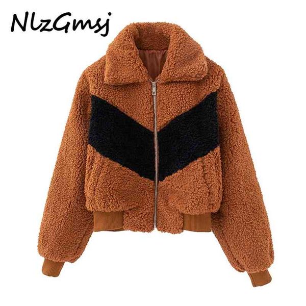 women lamb hair parka autumn winter thick short jacket casual patchwork stand collar outwear female brown 210628, Black;brown
women lamb hair parka autumn winter thick short jacket casual patchwork stand collar outwear female brown 210628, Black;brown