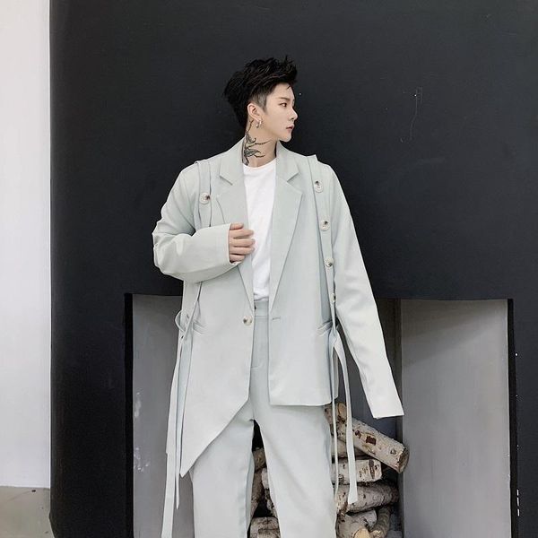 men's suits & blazers 2021 spring and autumn asymmetric single-breasted retro strap suit fashion casual solid color mid-length coat bei, White;black
men's suits & blazers 2021 spring and autumn asymmetric single-breasted retro strap suit fashion casual solid color mid-length coat bei, White;black