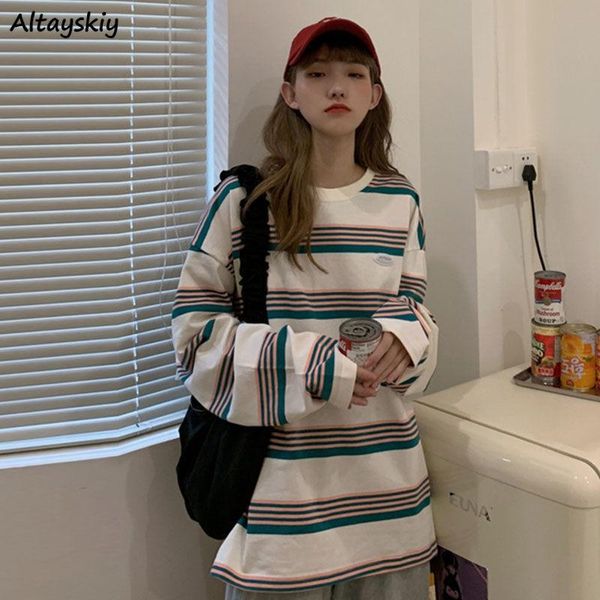 women's t-shirt t-shirts women loose streetwear striped harajuku long fashion simple bf o-neck daily autumn breathable all-match female, White
women's t-shirt t-shirts women loose streetwear striped harajuku long fashion simple bf o-neck daily autumn breathable all-match female, White
