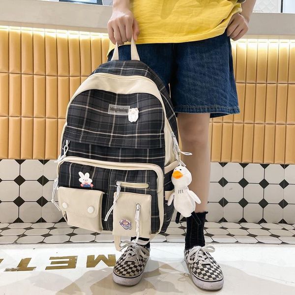 school bags large capacity nylon lady bag teenage trend plaid travel backpack storage couple rucksack girls bagpack laptop
school bags large capacity nylon lady bag teenage trend plaid travel backpack storage couple rucksack girls bagpack laptop