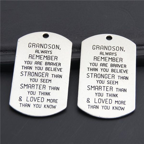pendants 2pcs antique silver grandson always remember that you are braver stronger smarter charm alloy pendant for necklace jewelry a3001, Black
pendants 2pcs antique silver grandson always remember that you are braver stronger smarter charm alloy pendant for necklace jewelry a3001, Black