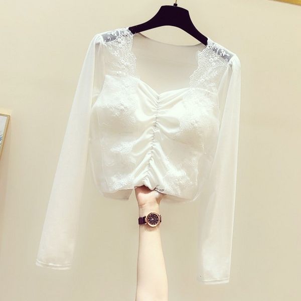 blouses square collar lace stitching gold veet slim-fit shirt women's spring korean-style temperament blouse ladies, White
blouses square collar lace stitching gold veet slim-fit shirt women's spring korean-style temperament blouse ladies, White
