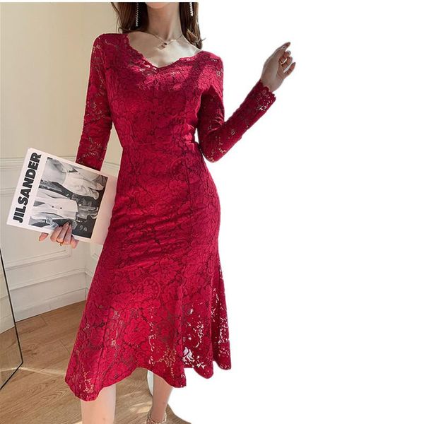 casual dresses knee-length lace dress women spring long sleeve elegant red office lady for commtus mermaid vestidos, Black;gray
casual dresses knee-length lace dress women spring long sleeve elegant red office lady for commtus mermaid vestidos, Black;gray