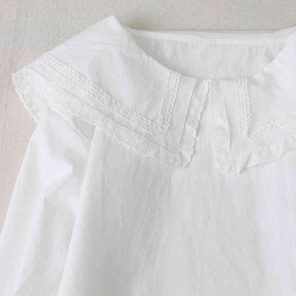women's blouses & shirts 2021 spring lamtrip japanese girl kawaii style lace stitch wide peter pan collar long sleeve cotton shirt, White
women's blouses & shirts 2021 spring lamtrip japanese girl kawaii style lace stitch wide peter pan collar long sleeve cotton shirt, White