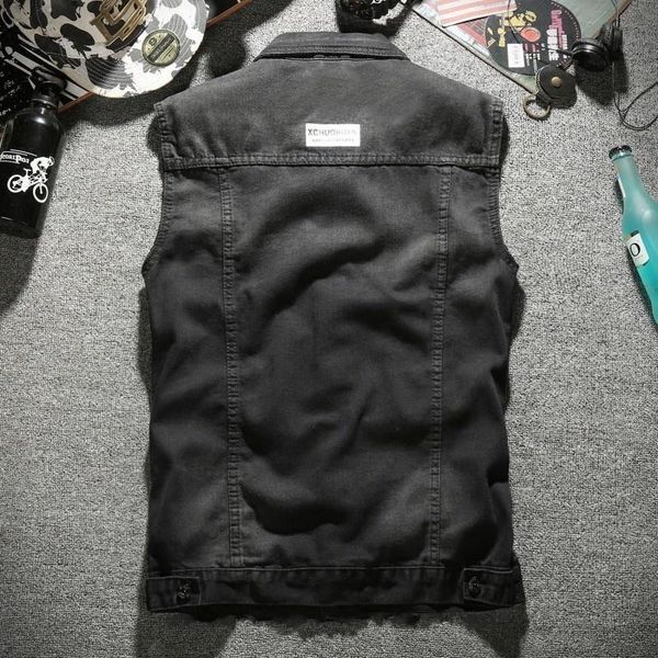 men's vests korean thin slim fit vintage cowboy sleeveless waistcoats single breasted turn down collar fashion mens denim plus size, Black;white
men's vests korean thin slim fit vintage cowboy sleeveless waistcoats single breasted turn down collar fashion mens denim plus size, Black;white