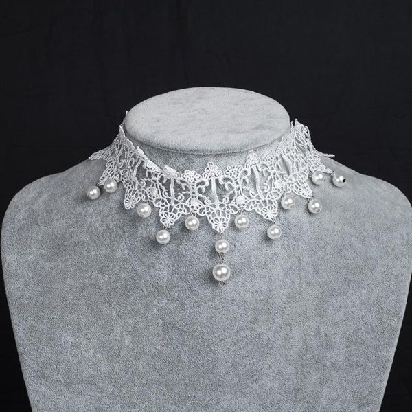 chokers fashion charm bride gothic wedding accessories handmade white lace pearl pendant necklace, Golden;silver
chokers fashion charm bride gothic wedding accessories handmade white lace pearl pendant necklace, Golden;silver