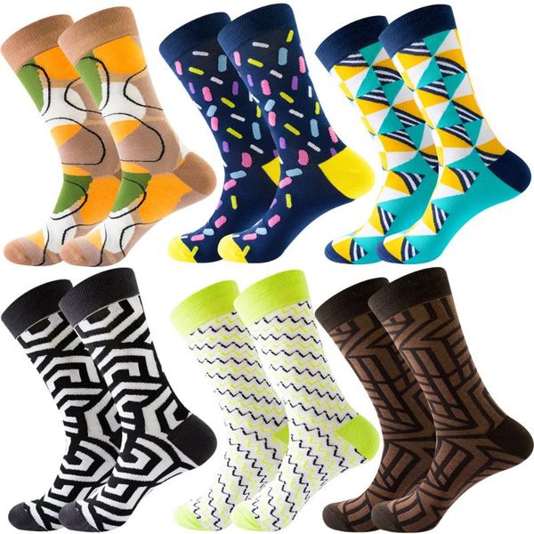 men's socks 6 pairs geometric triangle medium stripe cotton for spring autumn winter hanppy men and women's 62402, Black
men's socks 6 pairs geometric triangle medium stripe cotton for spring autumn winter hanppy men and women's 62402, Black