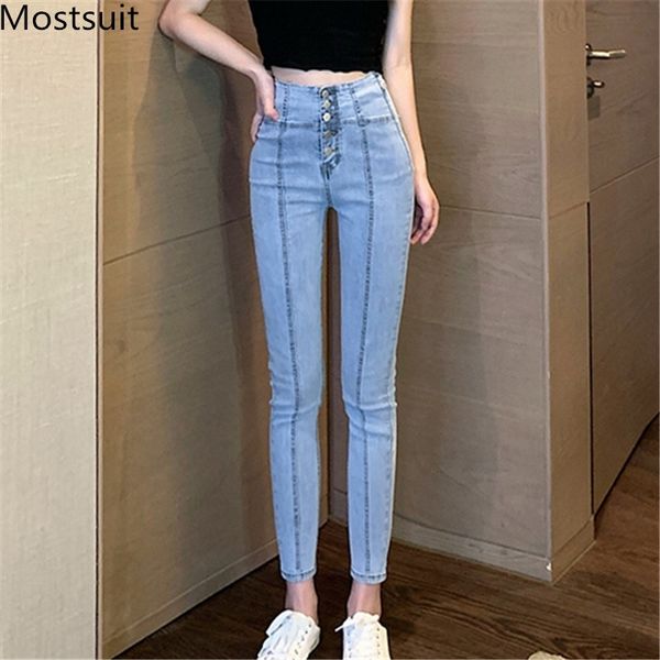 blue high waist buttons stretchy women pencil pants jeans fashion solid slim korean trousers femme 210518
blue high waist buttons stretchy women pencil pants jeans fashion solid slim korean trousers femme 210518