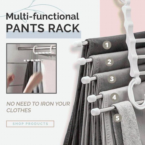 hangers & racks 5 in 1 pant rack hanger for clothes organizer multifunction shelves closet storage stainlesssteel folding hang
hangers & racks 5 in 1 pant rack hanger for clothes organizer multifunction shelves closet storage stainlesssteel folding hang