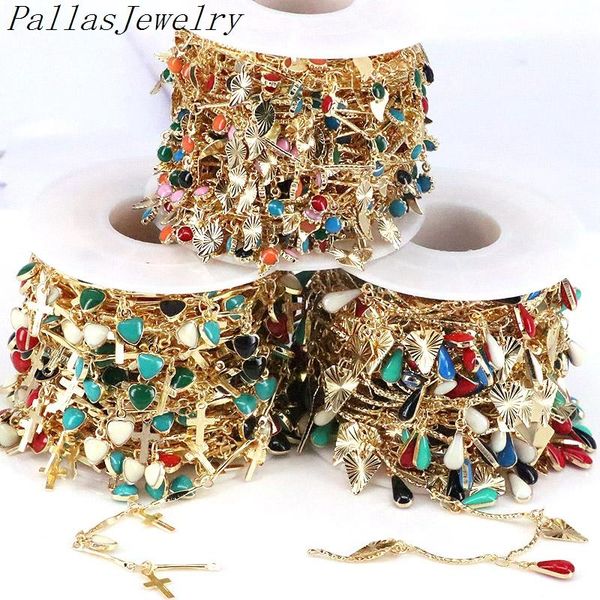 chains 5 meters, latest colorful enamel heart round drop gold plated link bulk chain for jewelry making accessories, Silver
chains 5 meters, latest colorful enamel heart round drop gold plated link bulk chain for jewelry making accessories, Silver