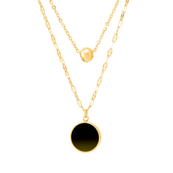 chains 316l stainless steel black round charm double layer chain choker necklace for women fashion fine jewelry accessories san734, Silver
chains 316l stainless steel black round charm double layer chain choker necklace for women fashion fine jewelry accessories san734, Silver
