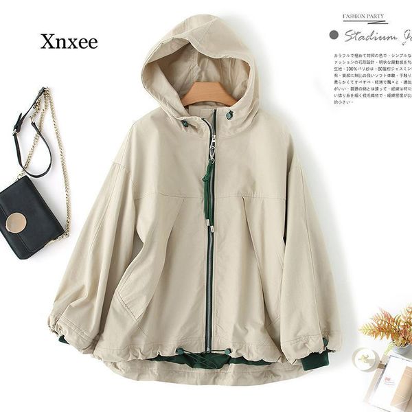women's jackets 2021 spring autumn loose hooded drawstring bf patchwork plus size thin windbreaker fashion slim casual jacket women clo, Black;brown
women's jackets 2021 spring autumn loose hooded drawstring bf patchwork plus size thin windbreaker fashion slim casual jacket women clo, Black;brown