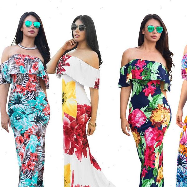 women womens dress floral long maxi slash neck evening party summer beach sundress ladies slim bodycon, Black;gray
women womens dress floral long maxi slash neck evening party summer beach sundress ladies slim bodycon, Black;gray