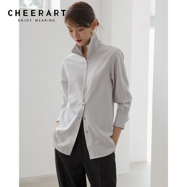 anti-wrinkle long sleeve blouse stand collar shirt fall women loose zipper and button up designer clothing 210427, White
anti-wrinkle long sleeve blouse stand collar shirt fall women loose zipper and button up designer clothing 210427, White
