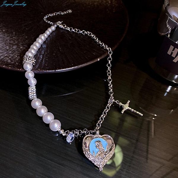 pendant necklaces 2021 fashion love cross pendent necklace for women romantic luxury rhinestone crystal chain pearl choker jewelry, Silver
pendant necklaces 2021 fashion love cross pendent necklace for women romantic luxury rhinestone crystal chain pearl choker jewelry, Silver