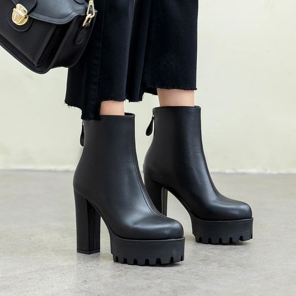 boots authentic leather side zip rivet thick heel mid high lacing women's 12cm, Black
boots authentic leather side zip rivet thick heel mid high lacing women's 12cm, Black