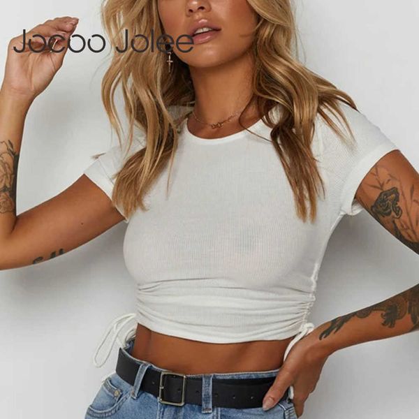 women summer casual short sleeve o neck print cropped elegant knit drawstring short tee slim t shirt beach streetwear 210619, White
women summer casual short sleeve o neck print cropped elegant knit drawstring short tee slim t shirt beach streetwear 210619, White
