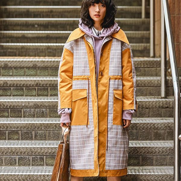 women's trench coats lanmrem 2021 autumn and winter fashion women jacket loose casual stitching lapel zip long windbeaker tc305, Tan;black
women's trench coats lanmrem 2021 autumn and winter fashion women jacket loose casual stitching lapel zip long windbeaker tc305, Tan;black