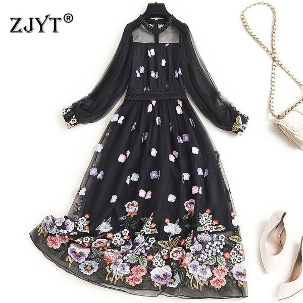 fashion runway designers flower embroidery long mesh dress women spring clothes transparent party vestidos casual dresses, Black;gray
fashion runway designers flower embroidery long mesh dress women spring clothes transparent party vestidos casual dresses, Black;gray
