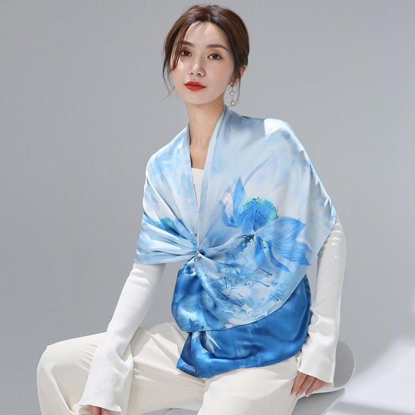 shanghai story flagship store counter with the same silk scarves women scarf shawl chinese style high end gift, Blue;gray
shanghai story flagship store counter with the same silk scarves women scarf shawl chinese style high end gift, Blue;gray
