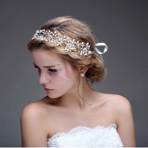 o601 luxurious women wedding bridal headpiece shiny alloy pearl crystal marriage party pageant perform headband with ribbon, Silver
o601 luxurious women wedding bridal headpiece shiny alloy pearl crystal marriage party pageant perform headband with ribbon, Silver