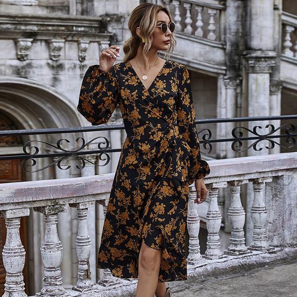 casual dresses autumn 2021 women's splicing printing v-neck bubble long sleeve high waist bandage with lotus leaf hem slim lady dress, Black;gray
casual dresses autumn 2021 women's splicing printing v-neck bubble long sleeve high waist bandage with lotus leaf hem slim lady dress, Black;gray