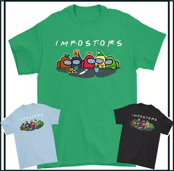 amongst us t-shirt friends impostor mens imposter kids boys girls tee unisex, White;black
amongst us t-shirt friends impostor mens imposter kids boys girls tee unisex, White;black