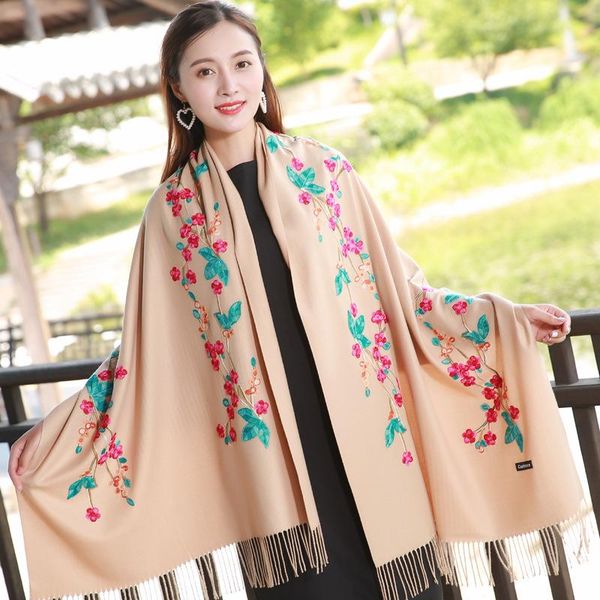 scarves camel embroidery flower shawl women warm autumn winter fashion female large tassel scarf, Blue;gray
scarves camel embroidery flower shawl women warm autumn winter fashion female large tassel scarf, Blue;gray