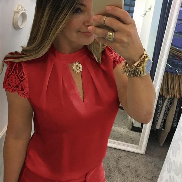 fashion 5xl plus size lace v-neck solid short sleeve and blouses women casual shirts summer mujer clothes women's &, White
fashion 5xl plus size lace v-neck solid short sleeve and blouses women casual shirts summer mujer clothes women's &, White