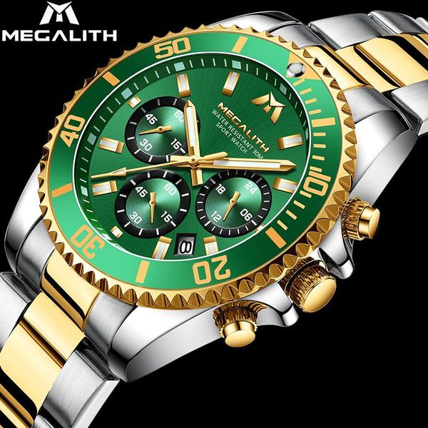 wristwatches megalith fashion man clock brand waterproof sports chronograph watch stainless green dial quartz relogio masculino, Slivery;brown
wristwatches megalith fashion man clock brand waterproof sports chronograph watch stainless green dial quartz relogio masculino, Slivery;brown