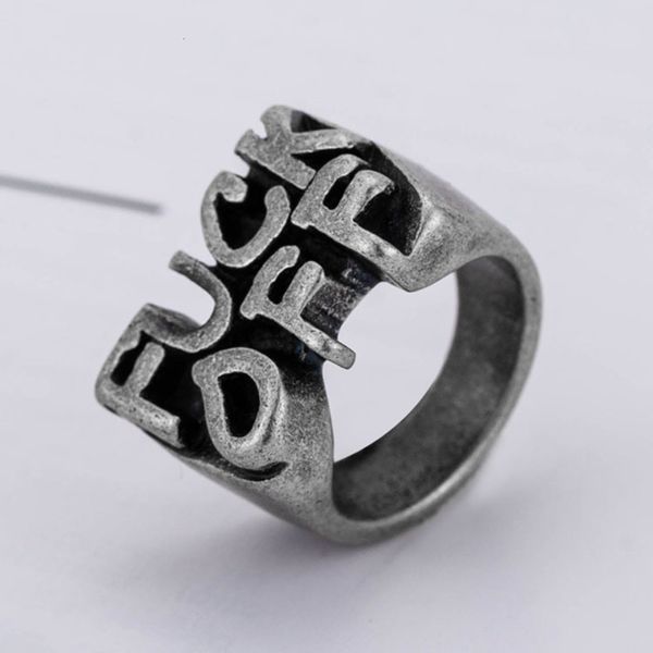 steel exaggerated creativity titanium antique fuckoff fashion men's english ring, Silver
steel exaggerated creativity titanium antique fuckoff fashion men's english ring, Silver