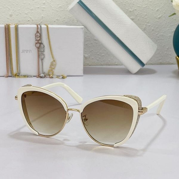 sunglasses brand cat eye fashion jimmy luxury women vintage circular choo sunglass original box, White;black
sunglasses brand cat eye fashion jimmy luxury women vintage circular choo sunglass original box, White;black