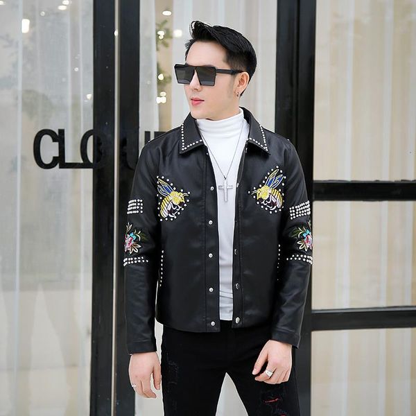 men's fur & faux rivet decoration punk stage casual chaqueta de cuero moto 2021 black leather mens bomber jackets pu man
men's fur & faux rivet decoration punk stage casual chaqueta de cuero moto 2021 black leather mens bomber jackets pu man