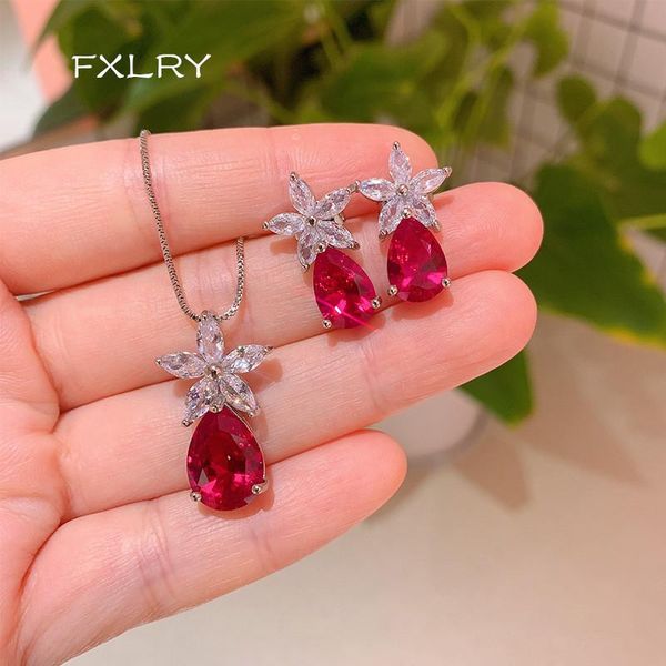earrings & necklace fxlry elegant pear cut blood red cubic zircon earrings/pendant wedding party jewelry set, Silver
earrings & necklace fxlry elegant pear cut blood red cubic zircon earrings/pendant wedding party jewelry set, Silver