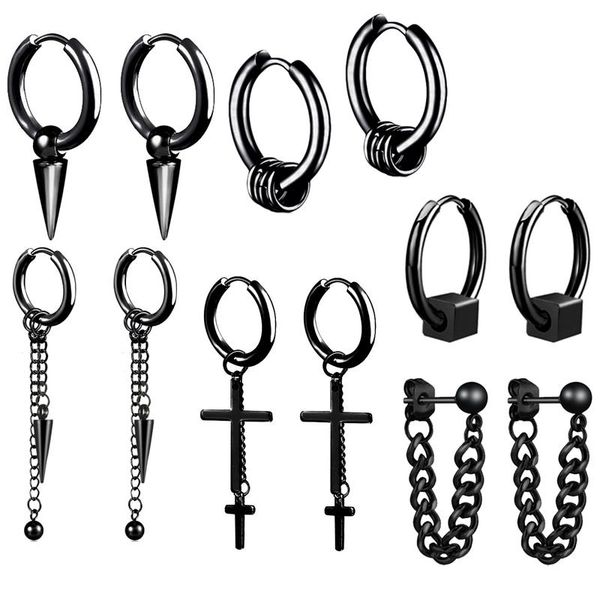 hoop & huggie black punk stainless steel earrings for men women vintage hip hop jewelry accessories piercing wholesale, Golden;silver
hoop & huggie black punk stainless steel earrings for men women vintage hip hop jewelry accessories piercing wholesale, Golden;silver
