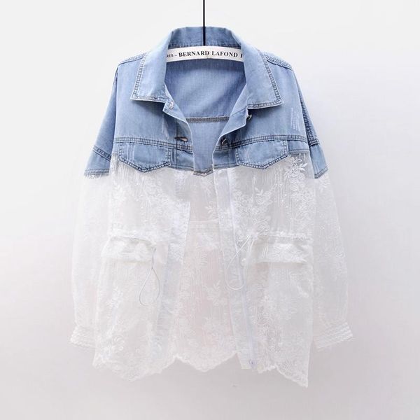 women's jackets korean summer patchwork lace denim jacket womens and coats streetwear female loose drawstring splice jeans, Black;brown
women's jackets korean summer patchwork lace denim jacket womens and coats streetwear female loose drawstring splice jeans, Black;brown