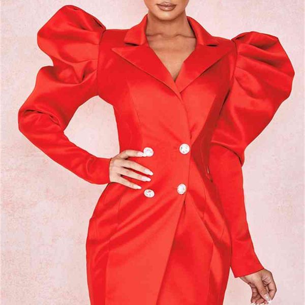dress red long puff sleeve celebrity bodycon elegant club party dress, Black;gray
