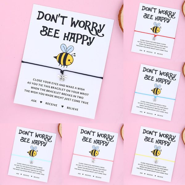 don't worry bee happy bracelet bee charm string friendship bracelet adjustable animal femme jewelry for lover gifts, Golden;silver
don't worry bee happy bracelet bee charm string friendship bracelet adjustable animal femme jewelry for lover gifts, Golden;silver