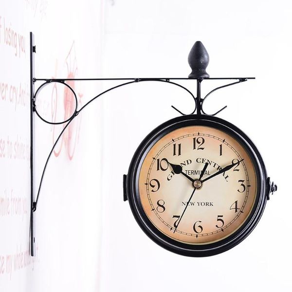 vintage double sided bracket clock horological decoration ornaments living room iron art wall clocks
vintage double sided bracket clock horological decoration ornaments living room iron art wall clocks