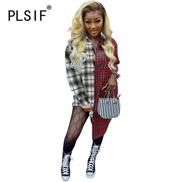 casual dresses plaid patchwork women mini dress full sleeve turn down collar shirt ladies vestidos, Black;gray
casual dresses plaid patchwork women mini dress full sleeve turn down collar shirt ladies vestidos, Black;gray