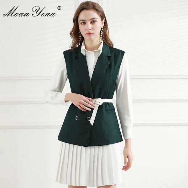 fashion designer suit spring women's long sleeve shirt dress+double breasted lace-up dark green vest two-piece suit 210524, White
fashion designer suit spring women's long sleeve shirt dress+double breasted lace-up dark green vest two-piece suit 210524, White