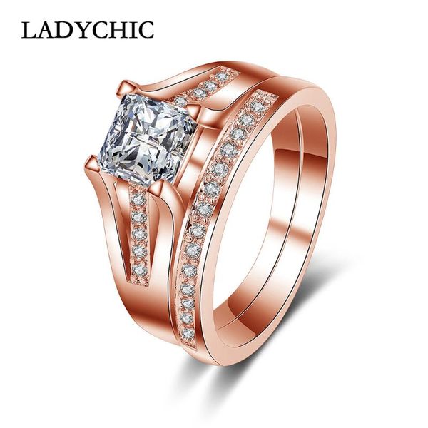 wedding rings ladychic rose / white gold color double ring set shiny princess cut cubic zirconia for men & women engagement lr1027, Slivery;golden
wedding rings ladychic rose / white gold color double ring set shiny princess cut cubic zirconia for men & women engagement lr1027, Slivery;golden