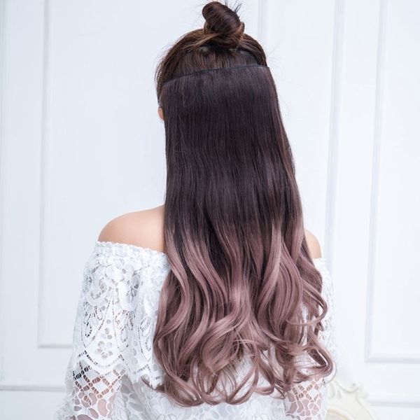women's long curly wig pick dye big wave color hanging ear curl wig one repair gradual change hair piece, Black
women's long curly wig pick dye big wave color hanging ear curl wig one repair gradual change hair piece, Black