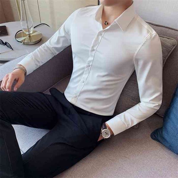 british style new solid shirt long sleeve fashion 2021 autumn business formal wear shirts slim fit casual blouse men 4xl, White;black
british style new solid shirt long sleeve fashion 2021 autumn business formal wear shirts slim fit casual blouse men 4xl, White;black
