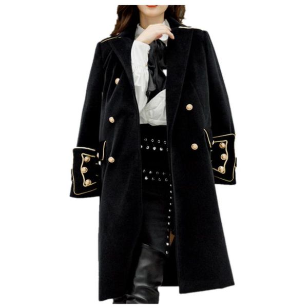 women's wool & blends british court military style cool woolen coat women winter ol double breasted thick long overcoat, Black
women's wool & blends british court military style cool woolen coat women winter ol double breasted thick long overcoat, Black