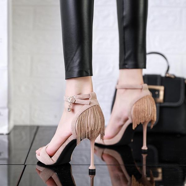 dress shoes women sandals summer fashion elegant high heel tassel ladies party open-toed stiletto heels, Black
dress shoes women sandals summer fashion elegant high heel tassel ladies party open-toed stiletto heels, Black
